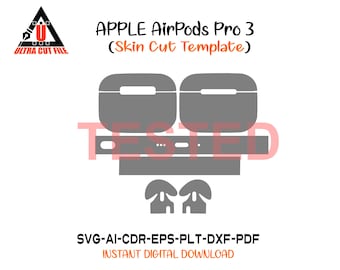 Apple AirPods Pro 3 Skin vector template file skin die cut layout - Apple AirPods Pro 3 SVG Vector