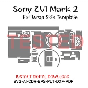 Sony ZV1 Mark II (2023) skin template vector skin layout skin die cuts file svg skin Cricut Silhouette Sony ZV1 Mark 2 skin cut file