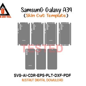 Samsung Galaxy A34 skin template vector skin layout skin die cuts file svg skin Cricut Silhouette Samsung A34 skin cut file