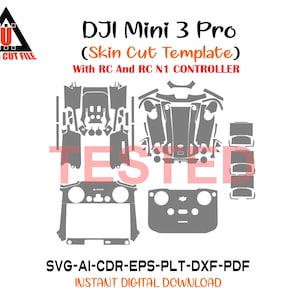 Dji mini 3 pro Skin Template Vector file templete skin die cut skin layout file svg skin Cricut Silhouette DJI Mini 3 Pro Skin cut file
