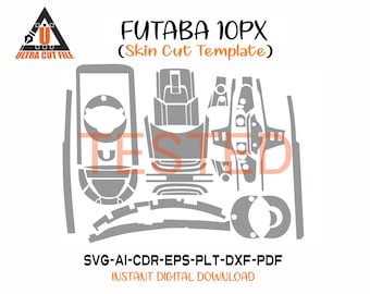 FUTABA 10PX skin template vector skin layout skin die cuts file svg skin Cricut Silhouette Sanwa FUTABA 10PX skin cut file