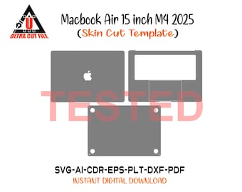 Macbook Air 15 inch M4 2025 skin cut file skin vector template layout skin die cuts file svg skin Cricut Silhouette EPS,AI,SVG,CDr