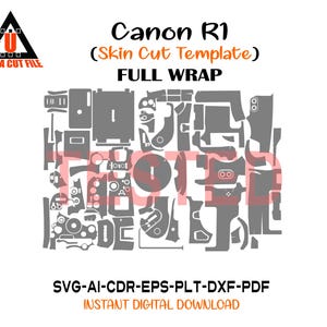 canon R1 skin template vector skin layout skin die cuts file Cricut Silhouette EPS,AI,SVG,CDr / Canon R1 skin cut file