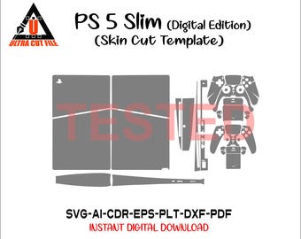 Ps5 Slim Digital 2023 skin template vector skin die cuts skin cut file skin layout skin die cuts file Ps5 Slim Digital Skin cut file