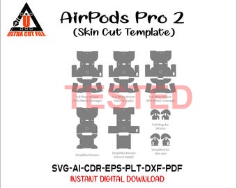 Apple AirPods Pro 2 skin template vector skin layout skin die cuts file svg skin Cricut Silhouette AirPods Pro 2 skin cut file