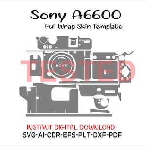 Sony A6600 skin template vector skin layout skin die cuts file svg skin Cricut Silhouette Sony A6600 full wrap skin cut file