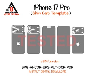 Plantilla vectorial para diseño de carcasa de iPhone 17 Pro - Diseño de corte para carcasa de iPhone 17 Pro - Plantilla vectorial para diseño de carcasa de iPhone 17 Pro