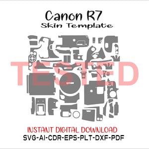 Canon R7 skin template vector skin layout skin die cuts file svg skin Cricut Silhouette Canon R7 Full Wrap skin cut file