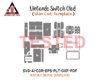 Nintendo Switch Oled skin vector file skin die cut skin template layout Svg Cricut Silhouette Nintendo Switch Oled skin cut file