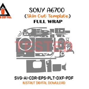 Sony A6700 skin template vector skin layout skin die cuts file svg skin Cricut Silhouette Sony A6700 full wrap skin cut file