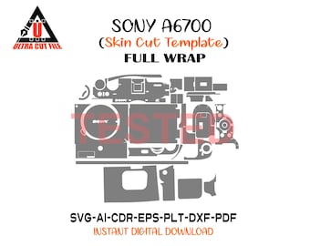 Sony A6700 skin template vector skin layout skin die cuts file svg skin Cricut Silhouette Sony A6700 full wrap skin cut file