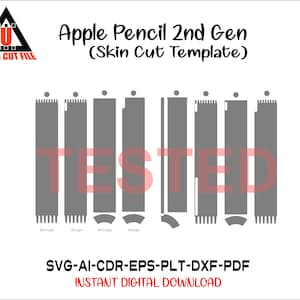 Apple Pencil 2nd Gen skin vector template skin die cuts skin cut file skin layout skin die cuts file svg skin Pencil 2nd Gen skin cut file