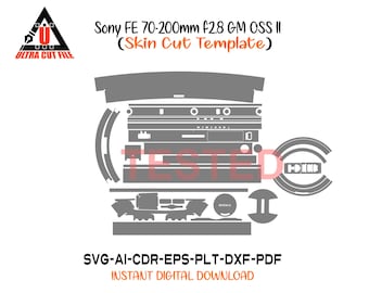 Sony FE 70 200mm f2.8 GM OSs II skin template vector skin layout skin die cuts file svg skin - Sony Fe 70 200mm f2.8 Gm OSs ii skin cut file