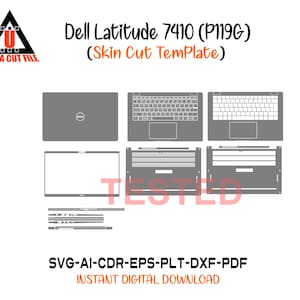 Dell Latitude 7410 P119G Skin vektormallfil skin die cut layout Cricut Silhouette Dell Latitude 7410 P119G SKin klippfil