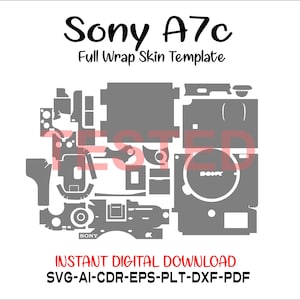 Sony A7c skin template vector skin layout skin die cuts file svg skin Cricut Silhouette Sony A7c skin cut file