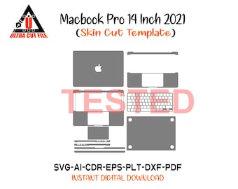 Macbook Pro 14 Inch 2021 skin cut file skin vector template layout skin die cuts file svg skin Cricut Silhouette EPS,AI,SVG,CDr
