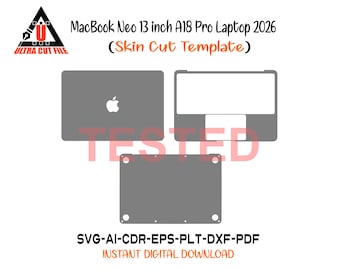 Apple MacBook Neo 13 inch A18 Pro Laptop 2026 skin vector template skin layout skin die cuts - MacBook Neo 13 inch A18 Pro Skin SVG CUT FILE