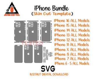 Plantilla de skin SVG para iPhone de Apple (incluido el iPhone 16) Archivo de corte de skin vectorial Plantilla de skin para iPhone de Apple