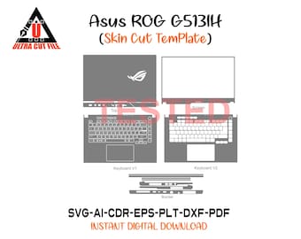 Asus ROG G513IH Skin vector template file skin die cut layout Cricut Silhouette Asus ROG G513IH SKin cut file