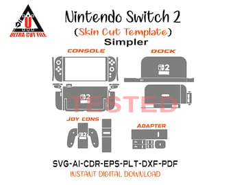 Nintendo Switch 2 (Simpler) Skin vector template file skin die cut layout Nintendo Switch 2 Skin cut file