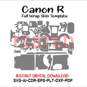 Canon R skin vector template skin layout skin die cuts file svg skin Cricut Silhouette Canon R full wrap skin cut file