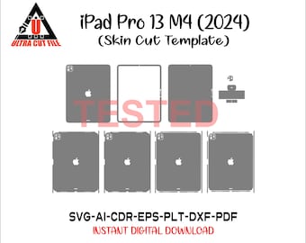 Plantilla vectorial para carcasa de iPad Pro 13 M4 2024 / M5 2025. Archivo SVG para troquelado de carcasas, compatible con Cricut y Silhouette. Archivo de corte para carcasa de iPad Pro 13 M4/M5.
