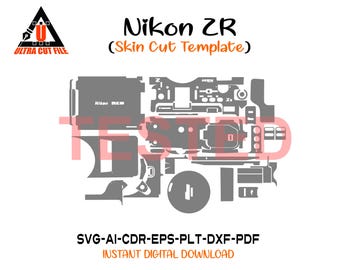Nikon ZR skin template vector skin layout skin die Nikon ZR skin cut file Nikon Zr svg cut file Nikon Zr skin vector template fULL WRAP