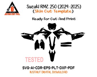 Suzuki RMZ 250 2024 -2025 Skin Vector Template File Skin Die Cut Layout - Suzuki RMZ 250 2024 -2025 Graphic Template Cutting File