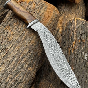 Custom Handmade Damascus Kukri Knife With Leather Sheath Hunting Knife Bushcraft Knife Camping Knife Outdoor Survival Knife Gift For Man