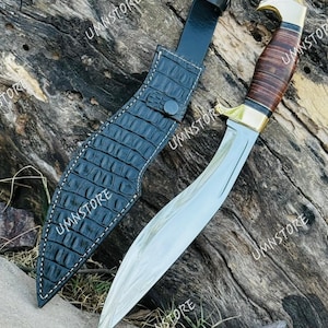 Handmade Kukri Knife  Full Tang D2 Steel With Handcrafted Stacked Leather Handle Kukri Machete Knife  Hunting, survival Knives Gift for Man