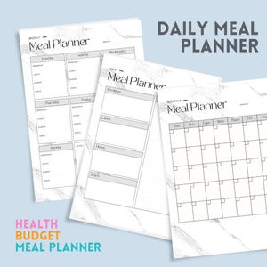 Meal Planner Printable | Weekly Meal Planning PDF | Grocery List & Food Tracker | Instant Download Digital Meal Organizer