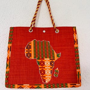 Sac cabas africain – Bleu ou Rouge – carte d’Afriqu