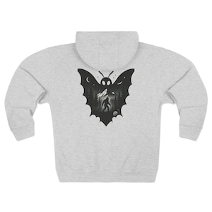 Mothman Zip Hoodie, Bigfoot Sweatshirt, Cryptid Hoodie, Urban Legends Jacket, Paranormal, Unisex Outerwear