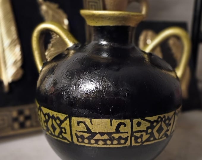 Featured listing image: Gold and Black Ceramic Flower Vase by Jocasta