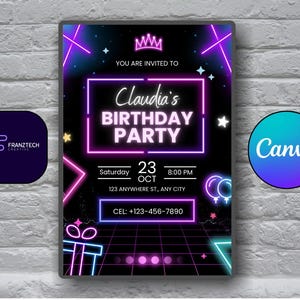 Modern Minimalist BIRTHDAY INVITATION – EDITABLE Canva Template, Digital & Printable, WhatsApp Ready