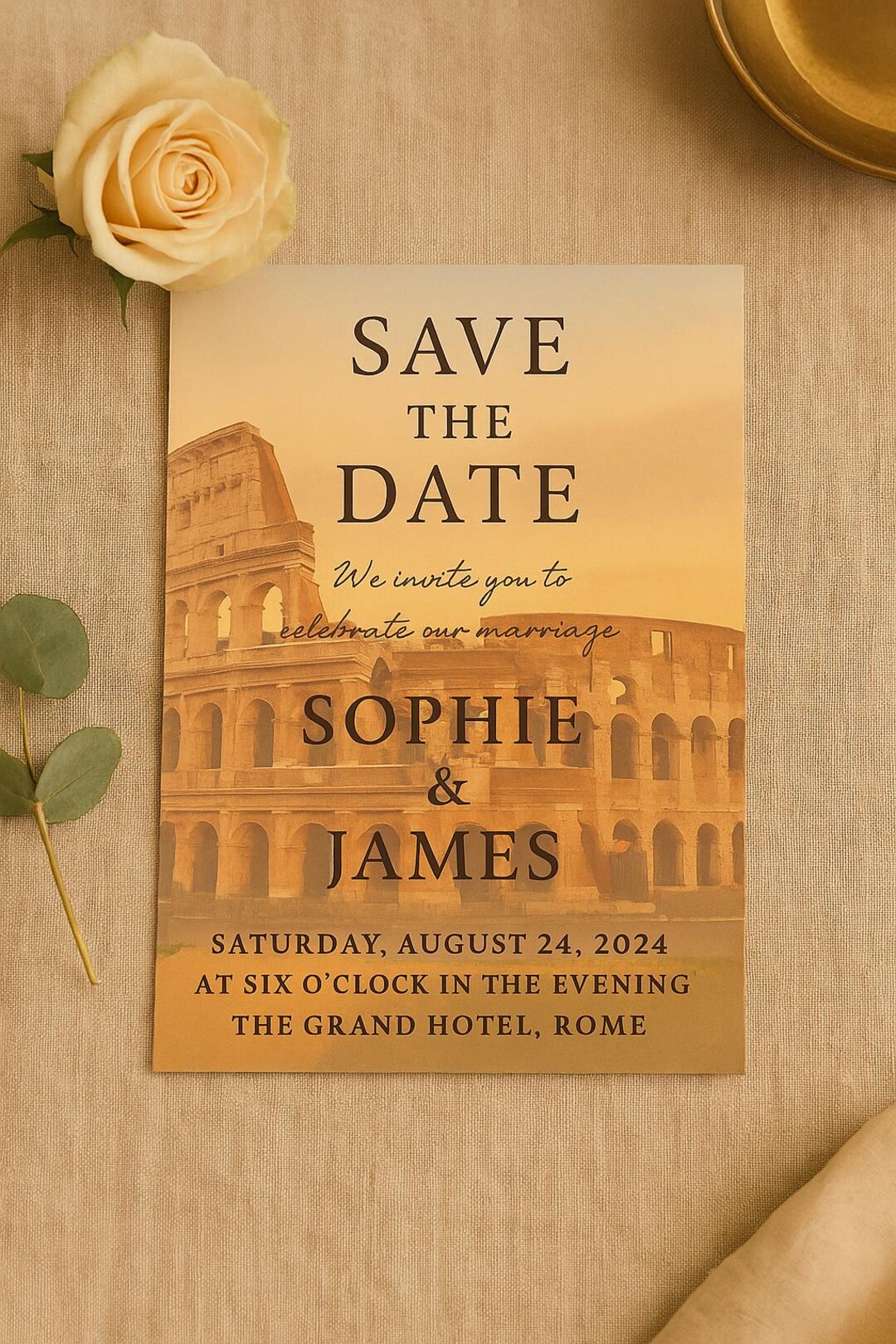 Rome Save the Date Template – Editable Colosseum Wedding Invitation ...