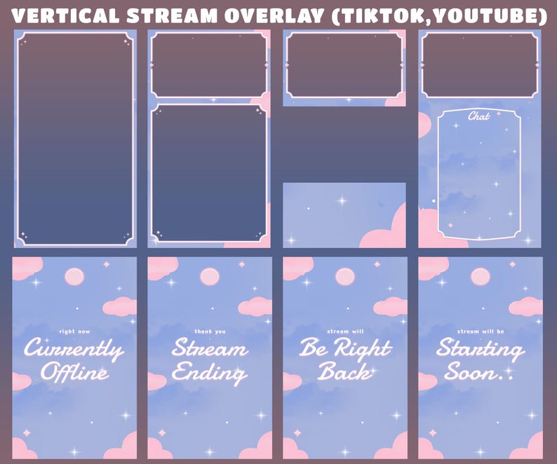 Example Vertical Stream Overlay Muffy Sky Vertical Stream Overlay Pack for Tiktok, Dreamy Kawaii ...