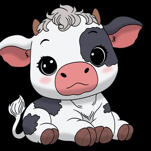 Cute Baby Cow Clipart Bundle 4K PNG SVG EPS, Kawaii Farm Animal Calf ...