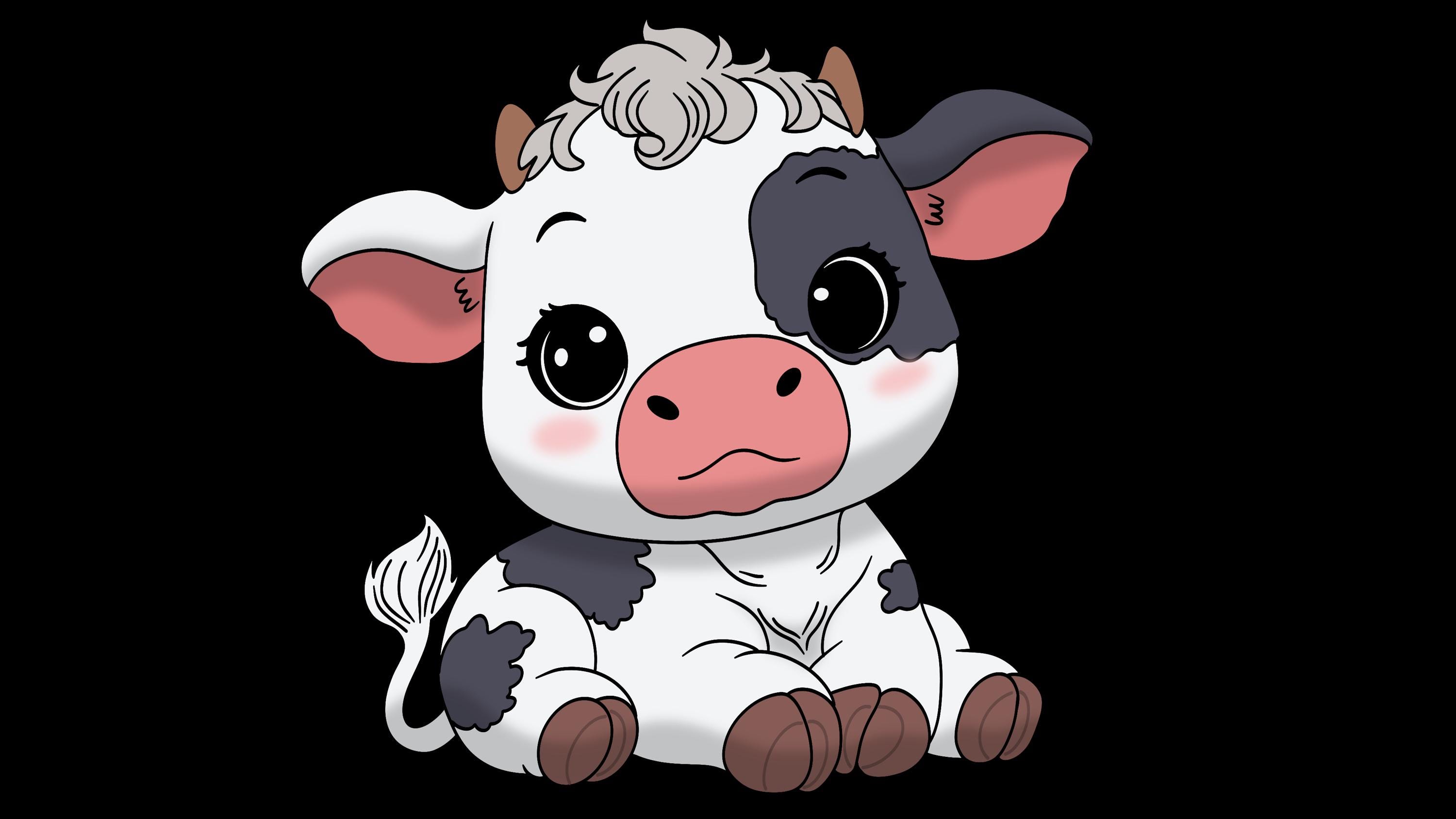 Cute Baby Cow Clipart Bundle 4K PNG SVG EPS, Kawaii Farm Animal Calf ...