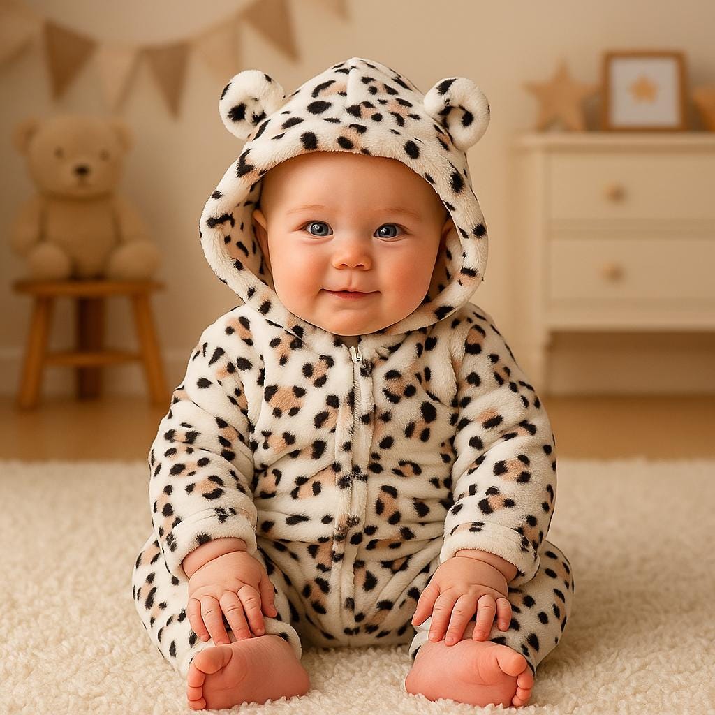 Leopard Muster Flanell Baby Strampler: Mit Kapuze Winter Strampler, 0-18 M | Weihnachtsgeschenk für Baby