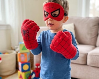 Spider Plush Power Fists with Mask, Toddler Hero Dress Up Set, Kids Birthday Gift