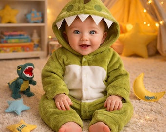 Dinosaur Flannel Baby Romper , Costume for Baby