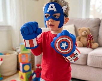 Captain America Plush Shield Gloves with Mask, Toddler Hero Dress Up Costume Set
