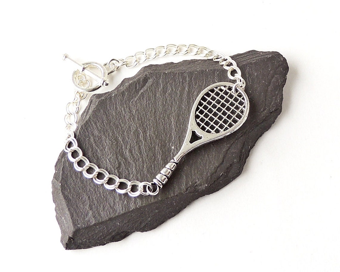 Tennis Racket Bracelet with Large Silver Colour Tennis Racket Etsy