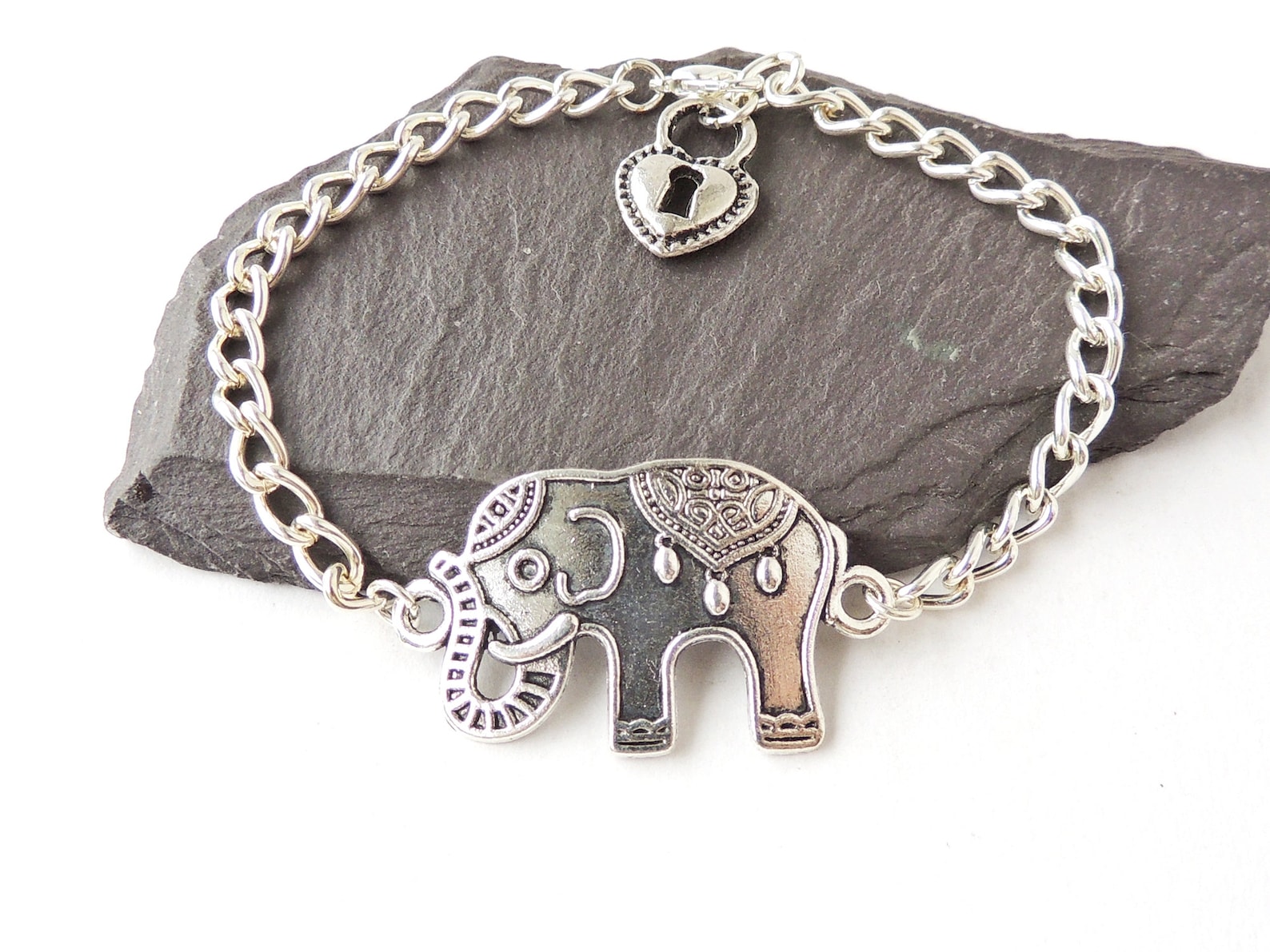 Elephant Bracelet Silver Colour Elephant Chain Bracelet 19cm Etsy