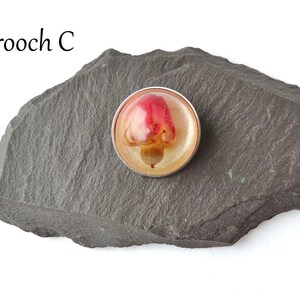 Rose Brooch with Real Red Rosebud Cabochon, Resin Flower Cabochon, Buttonhole Brooch, UK Seller Brooch C