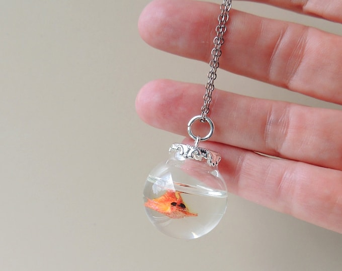 Goldfish Bowl Necklace Whimsical Diorama Fish Swimming in Etsy