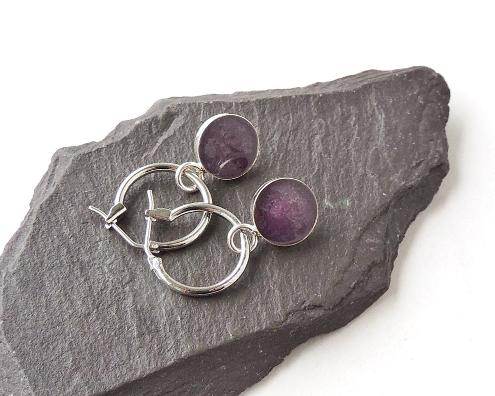 small purple hoop earrings