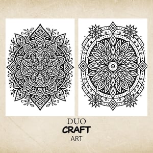 10 Printable Mandala Coloring Pages for Adults – Intricate Line Art Designs, Digital Download, Stress Relief & Mindfulness Art
