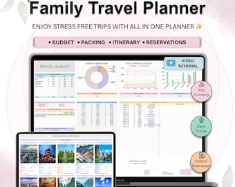 Pianificatore di viaggi per famiglie Fogli Google: itinerario e budget (download digitale)